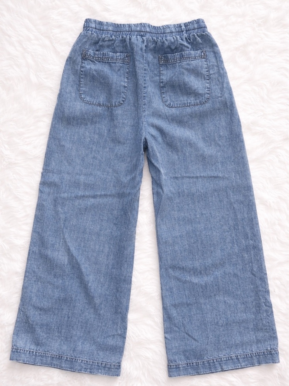 ee:some Tencel Wide Leg Pants Size Small Chambray Drawstring Elastic Waist - Picture 4 of 4